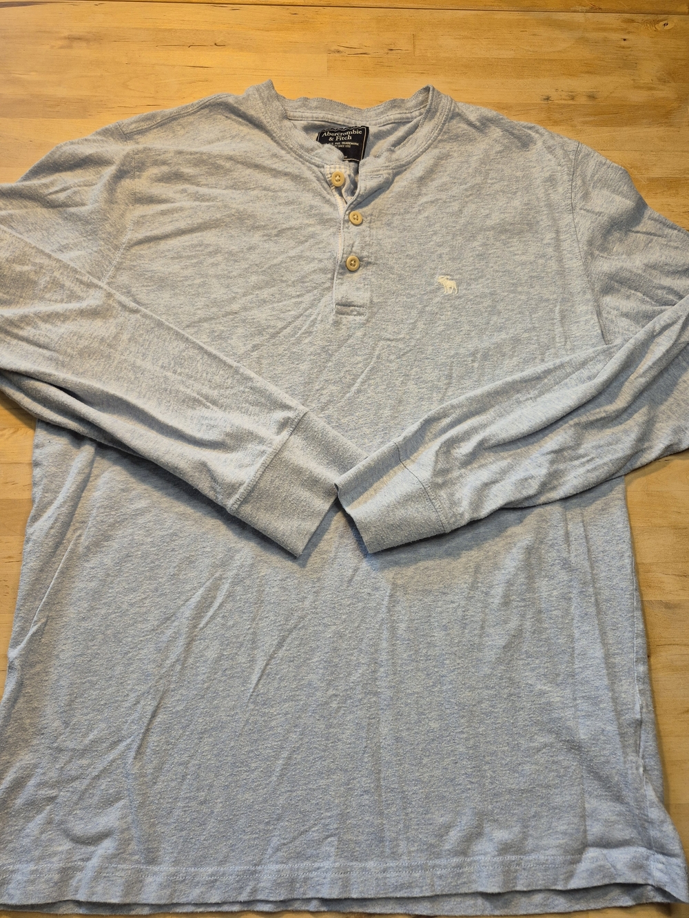 Abercrombie & Fitch Light Blue Henley Long-Sleeve Shirt
